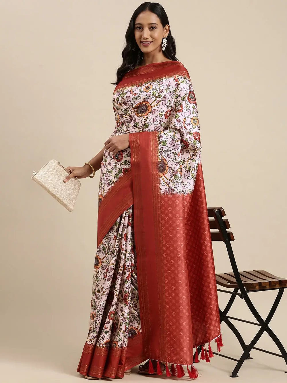 Soft Silk Kalamkari Digital Print Festive Wear Saree