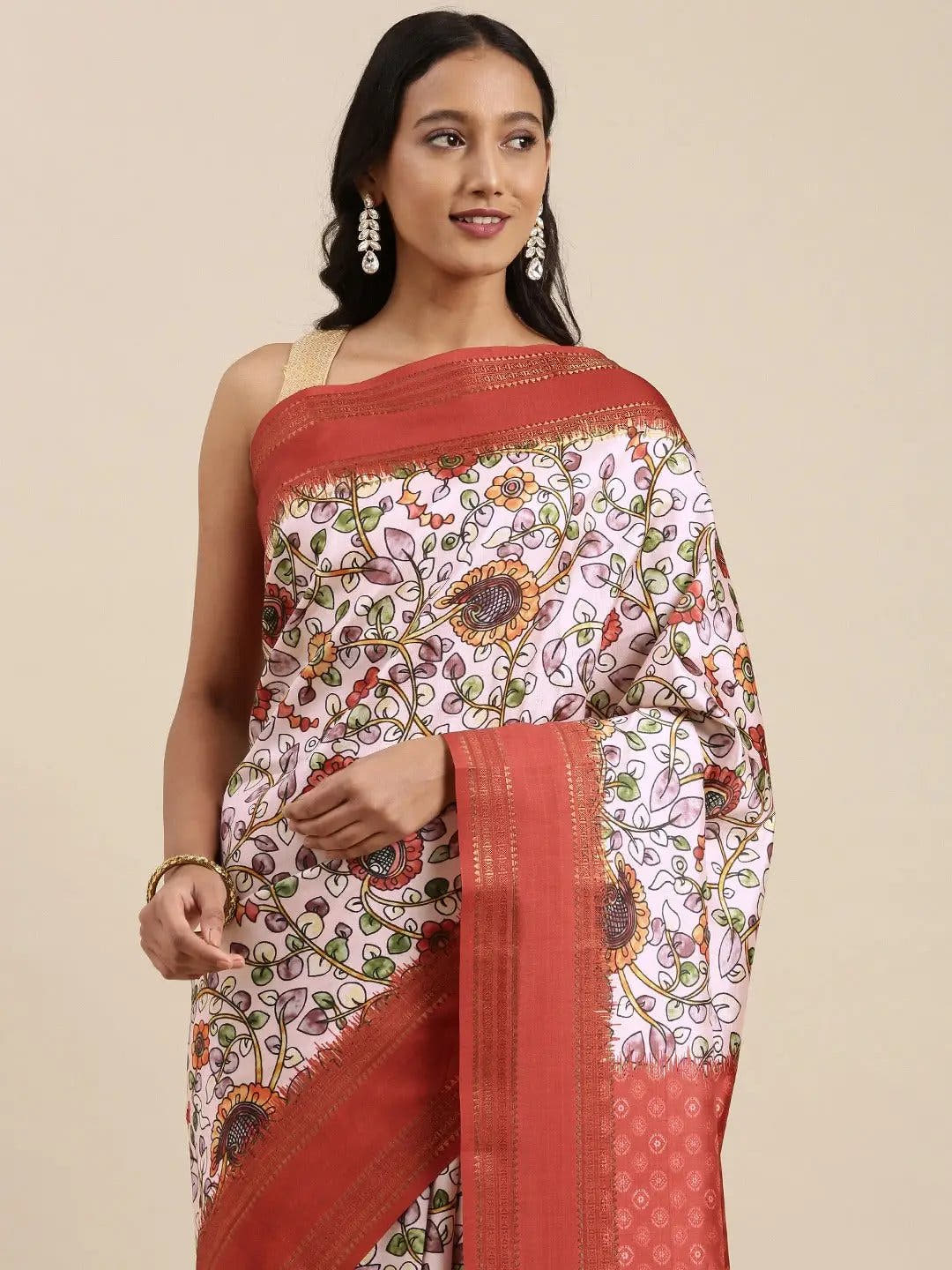 Soft Silk Kalamkari Digital Print Festive Wear Saree