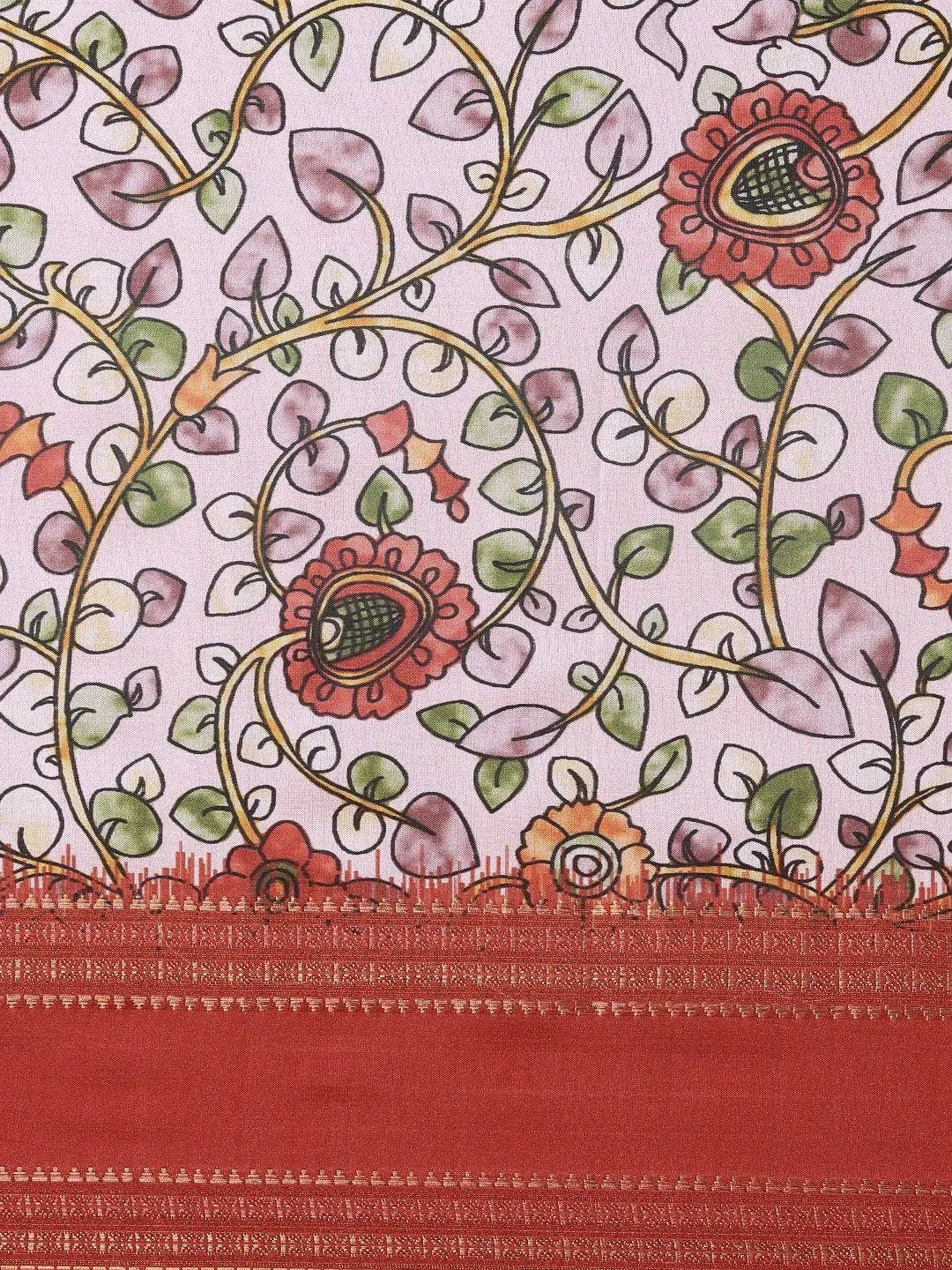 Soft Silk Kalamkari Digital Print Festive Wear Saree