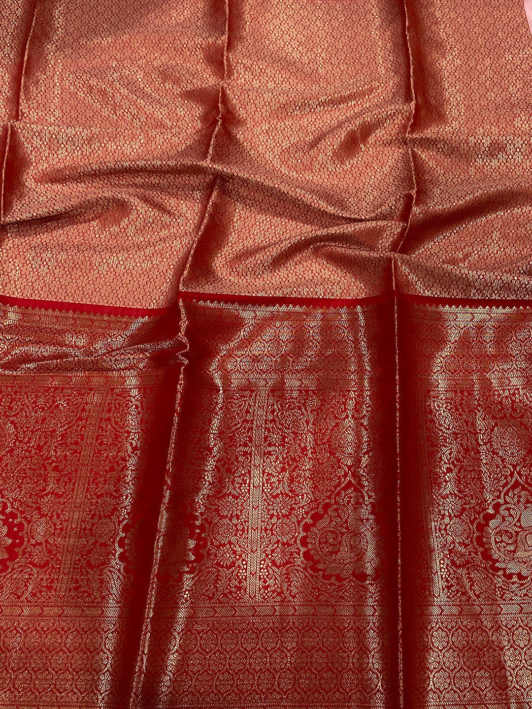 White Banarasi Silk Saree With Kanchi Pattu Border