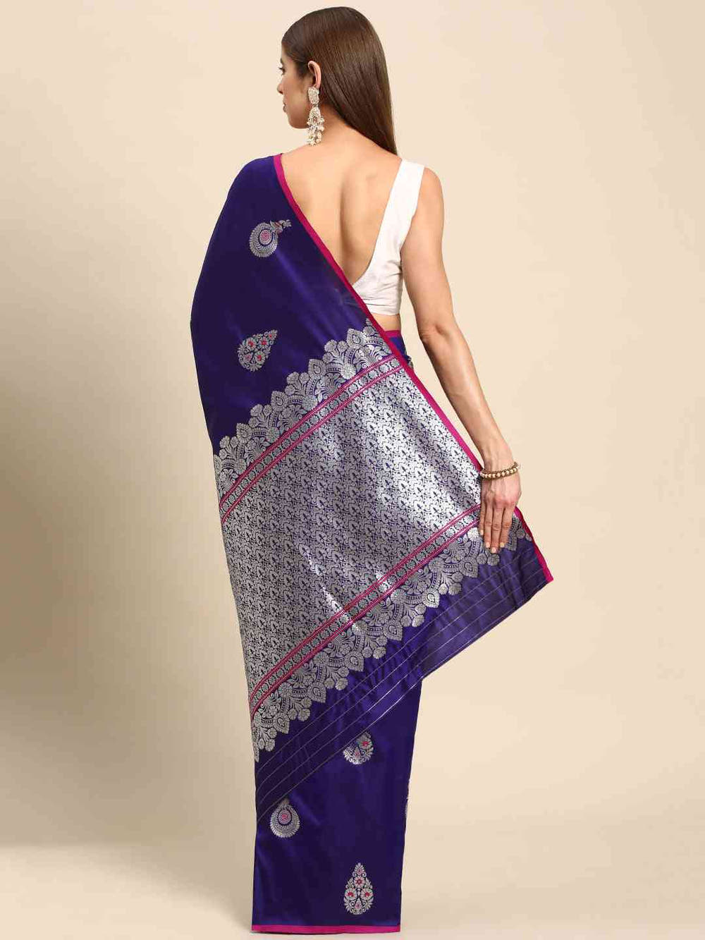 Pure Banarasi Zari Silk Saree With Ethnic Motifs