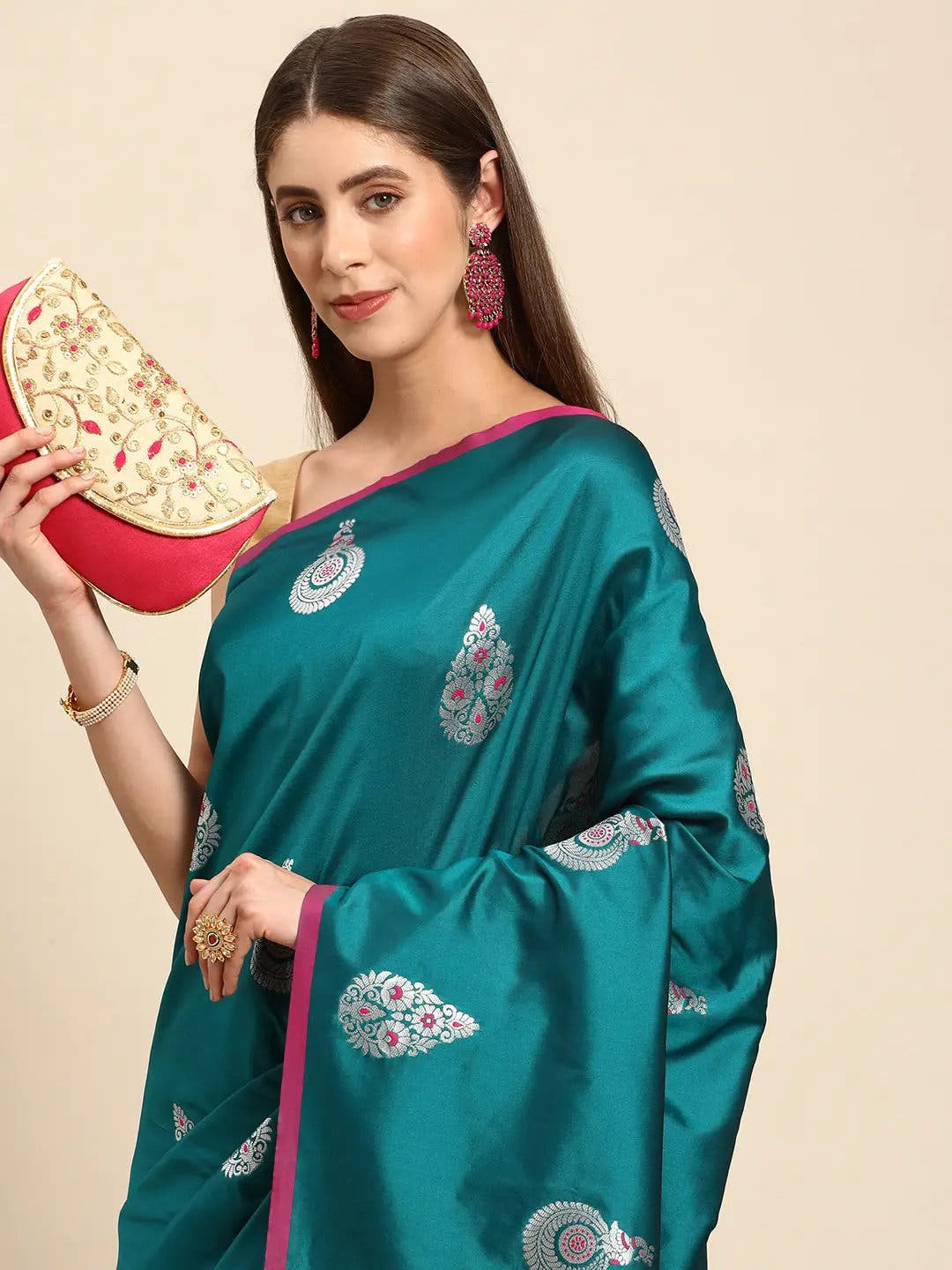 Pure Banarasi Zari Silk Saree With Ethnic Motifs