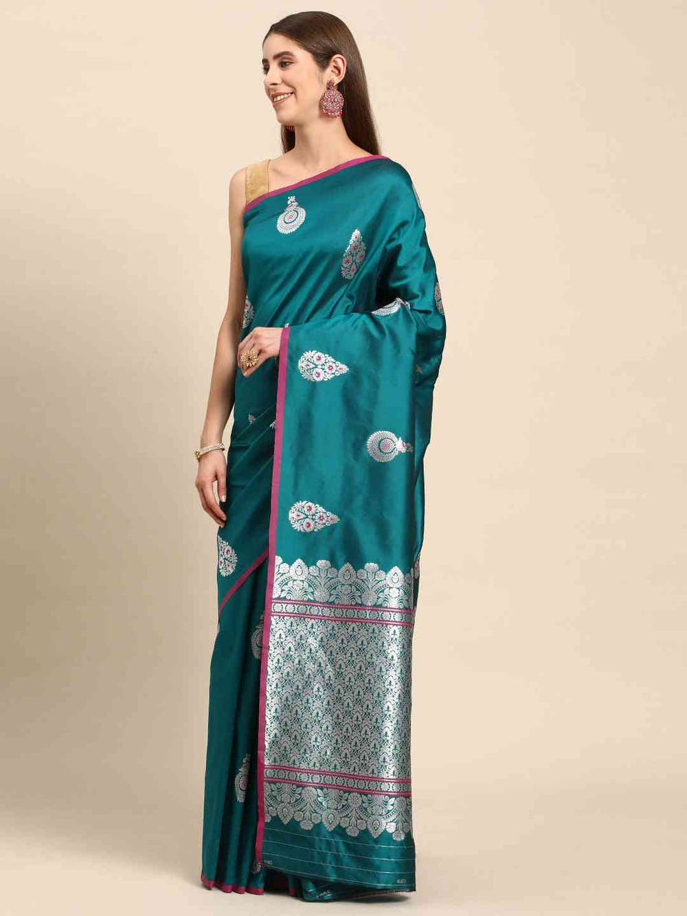 Pure Banarasi Zari Silk Saree With Ethnic Motifs