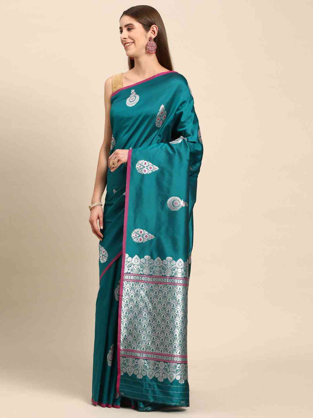 Pure Banarasi Zari Silk Saree With Ethnic Motifs