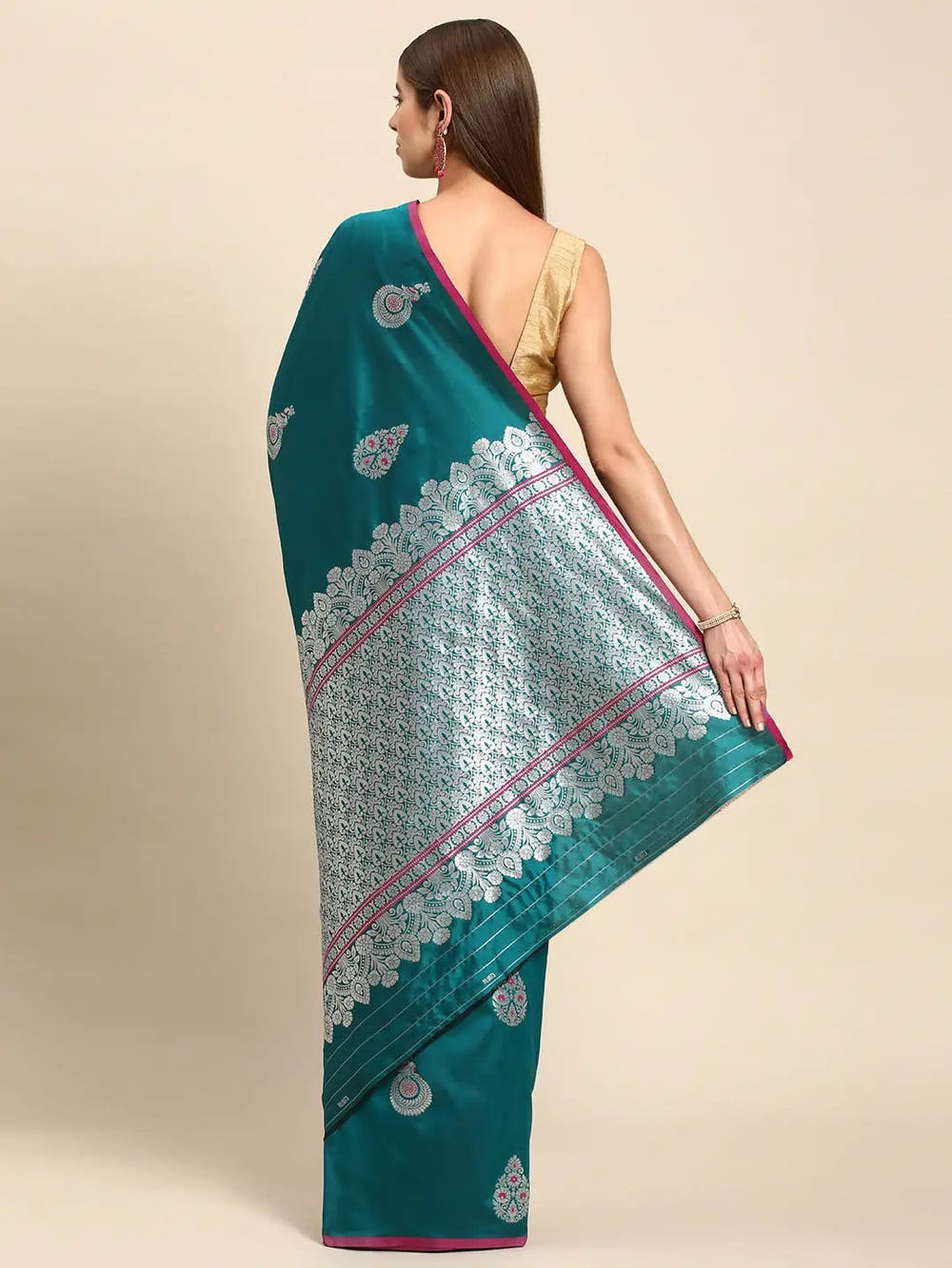 Pure Banarasi Zari Silk Saree With Ethnic Motifs