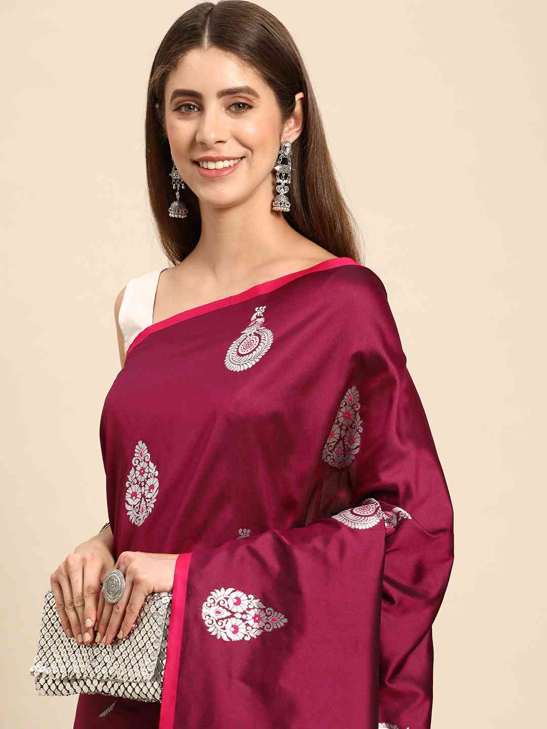 Pure Banarasi Zari Silk Saree With Ethnic Motifs
