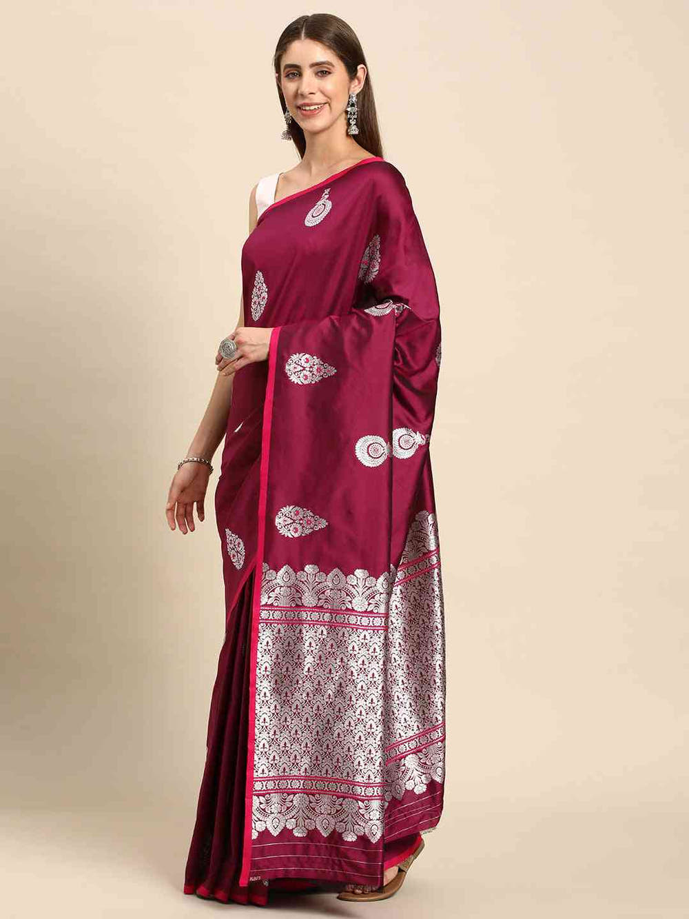 Pure Banarasi Zari Silk Saree With Ethnic Motifs