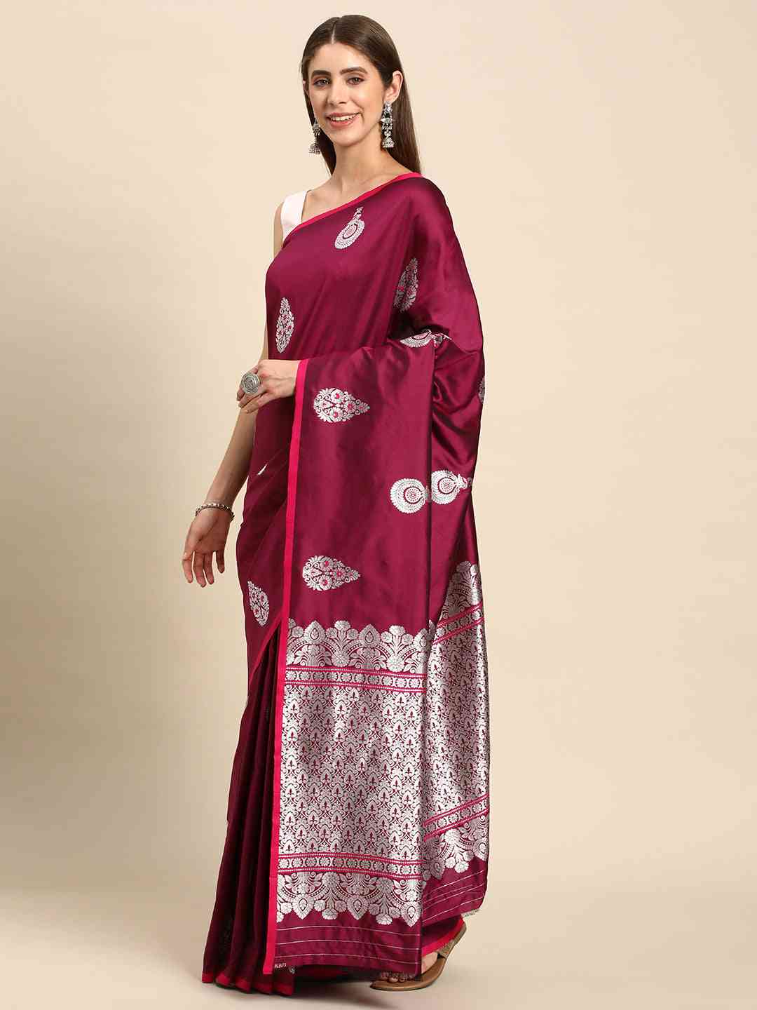 Pure Banarasi Zari Silk Saree With Ethnic Motifs