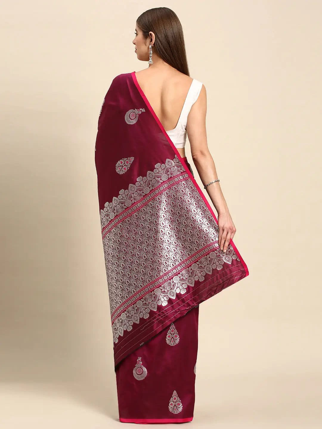 Pure Banarasi Zari Silk Saree With Ethnic Motifs