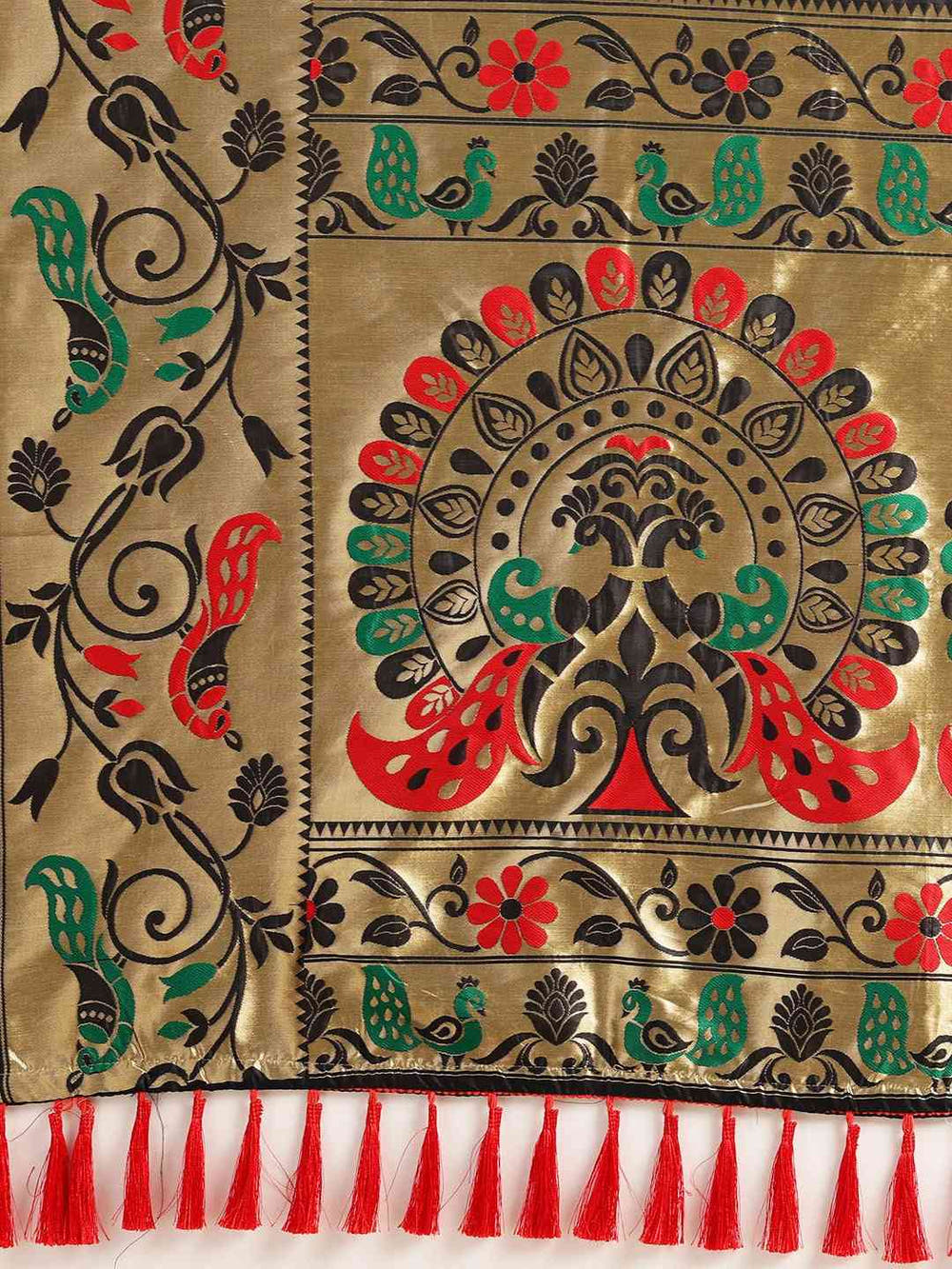 Stylish Black Colour Silk Banarasi Saree With Woven Design