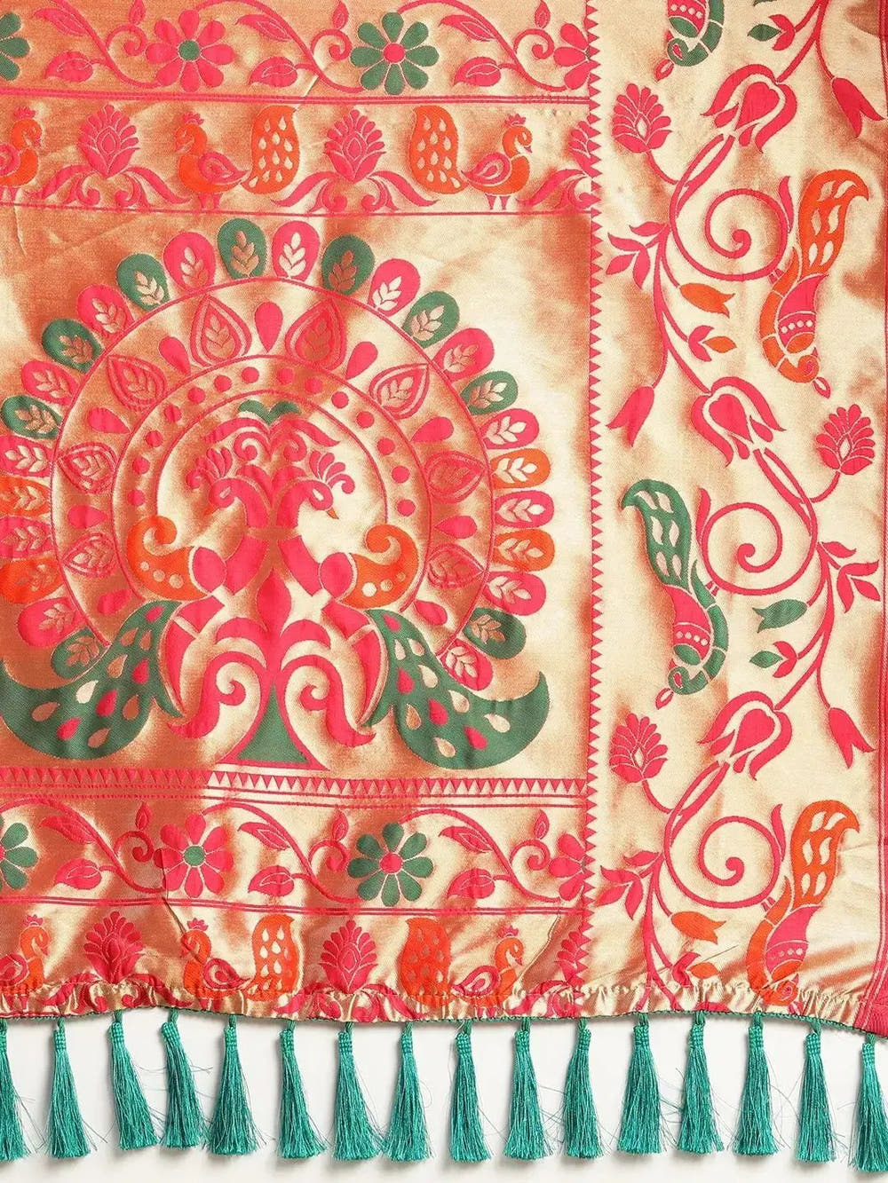 Stylish Pink Colour Silk Banarasi Saree With Woven Design