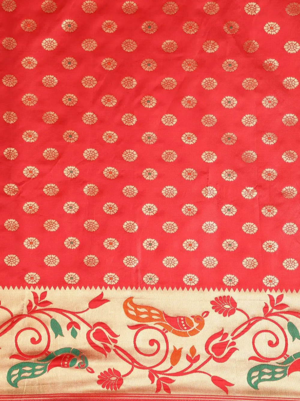 Stylish Red Colour Silk Banarasi Saree With Woven Design