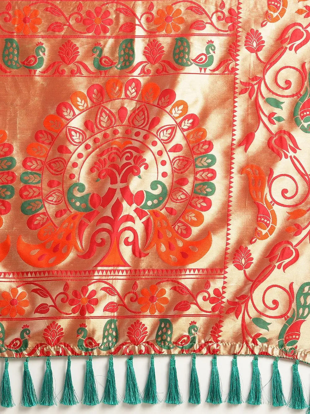 Stylish Red Colour Silk Banarasi Saree With Woven Design