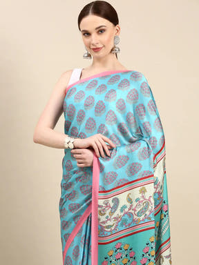 Soft Satin Georgette Pristel Colour Party Wear Saree