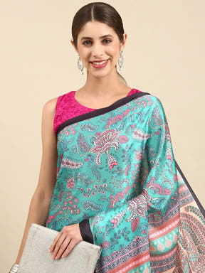 Soft Satin Georgette Pristel Colour Party Wear Saree