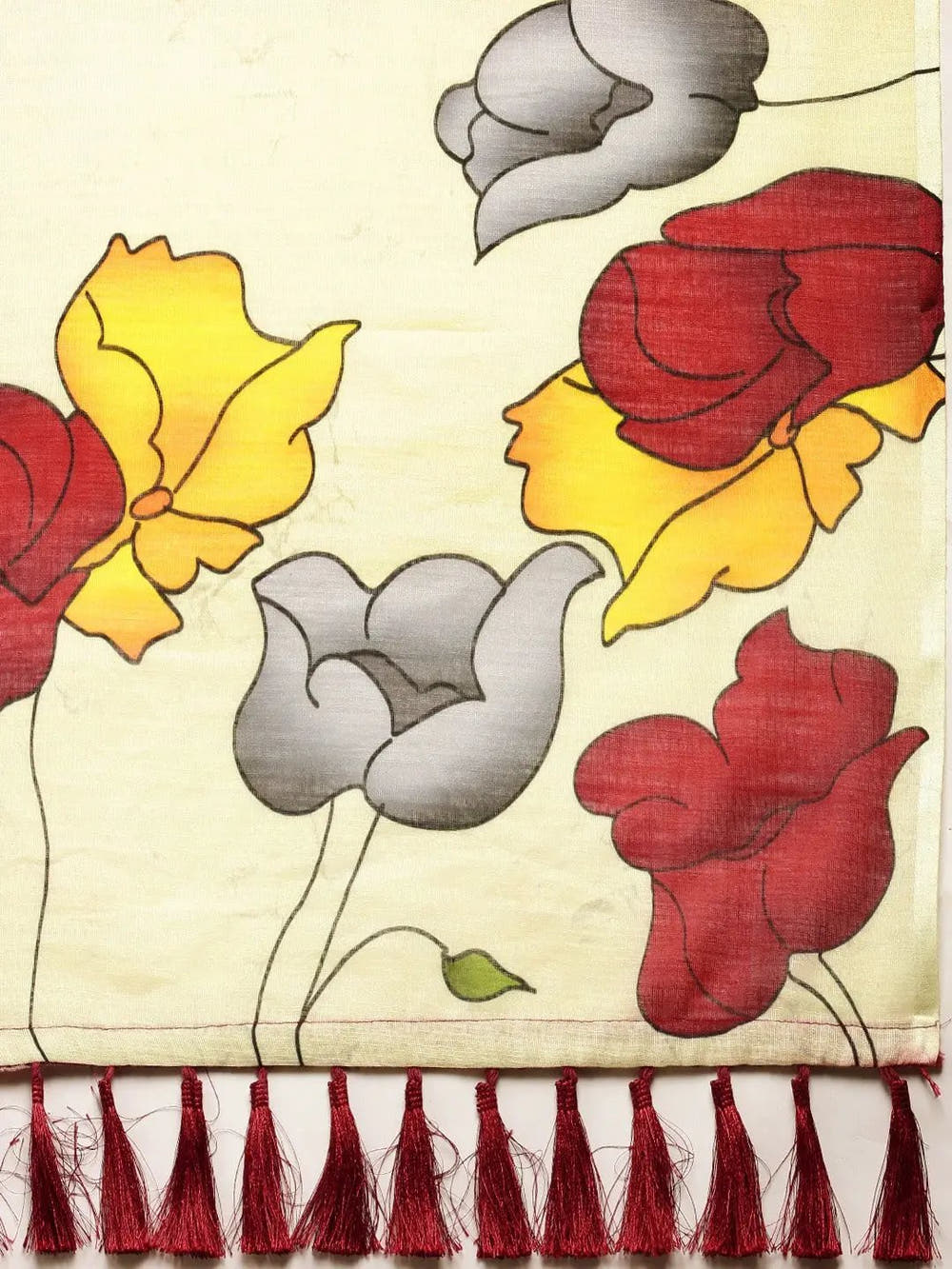 Beautiful Yellow Colour Linen Floral Printed Saree