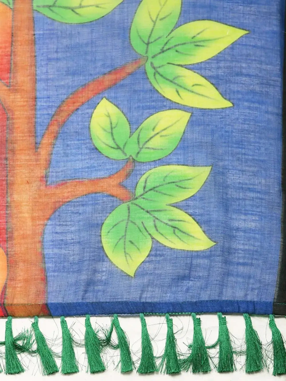 Beautiful Yellow Colour Linen Kalamkari Printed Saree