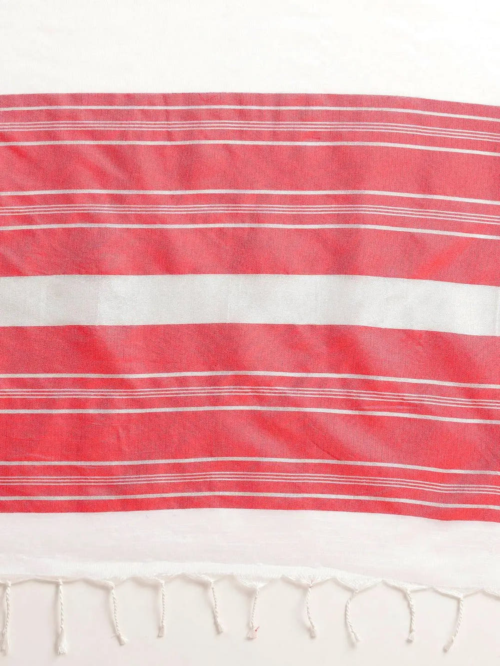 Bhagalpuri Linen Saree With Red Colour Small Patti