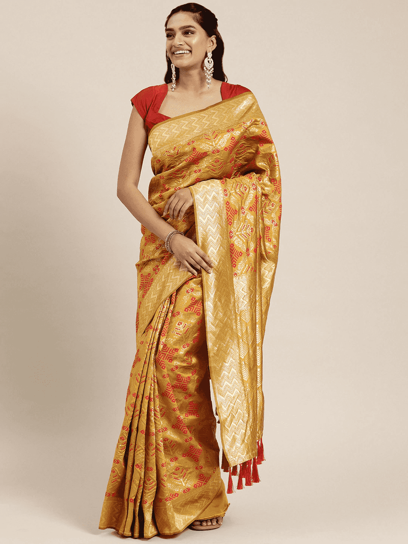 Patola Silk Saree Woven Design With Zari Border