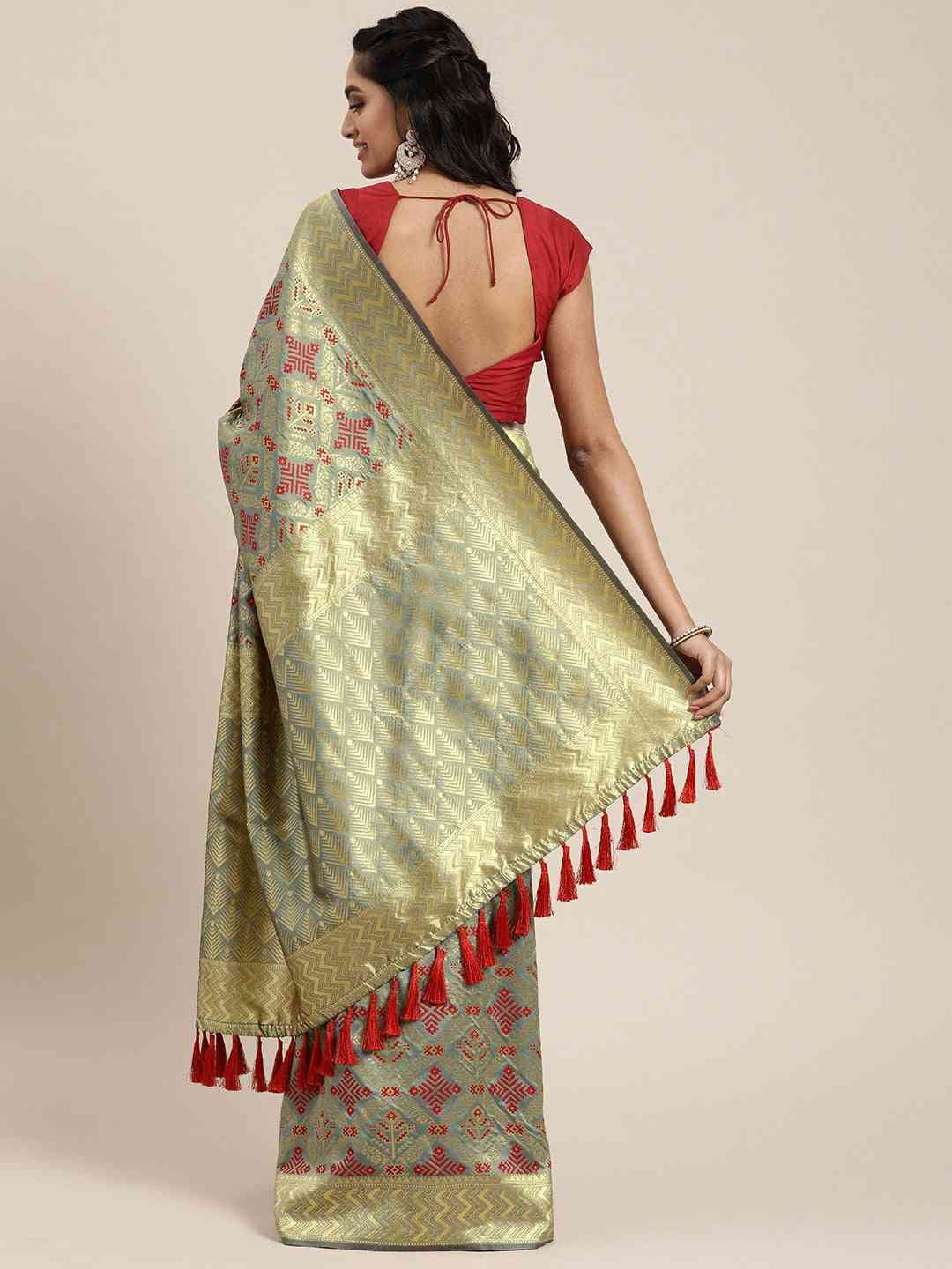 Patola Silk Saree Woven Design With Zari Border