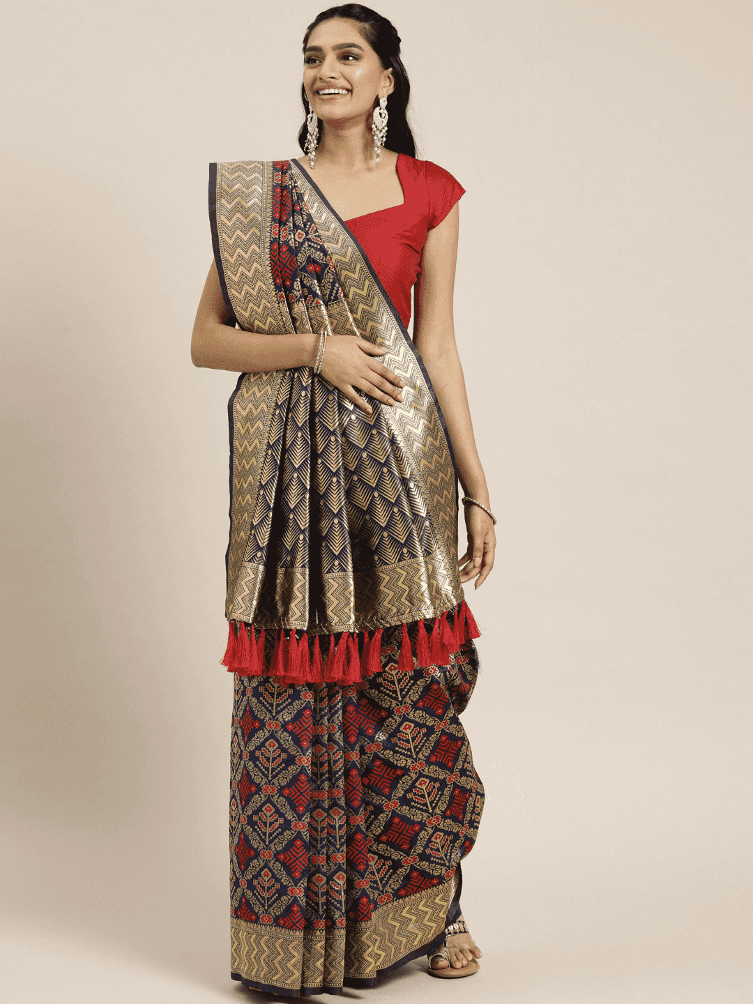 Patola Silk Saree Woven Design With Zari Border
