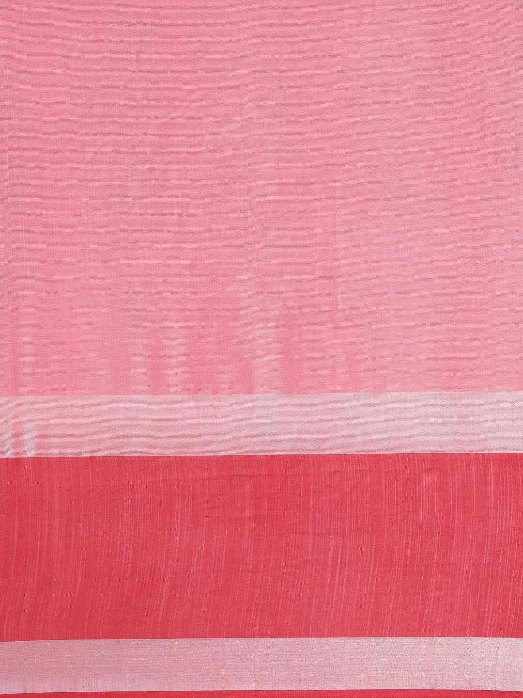 Stylish Solid Linen Saree With Zari Border