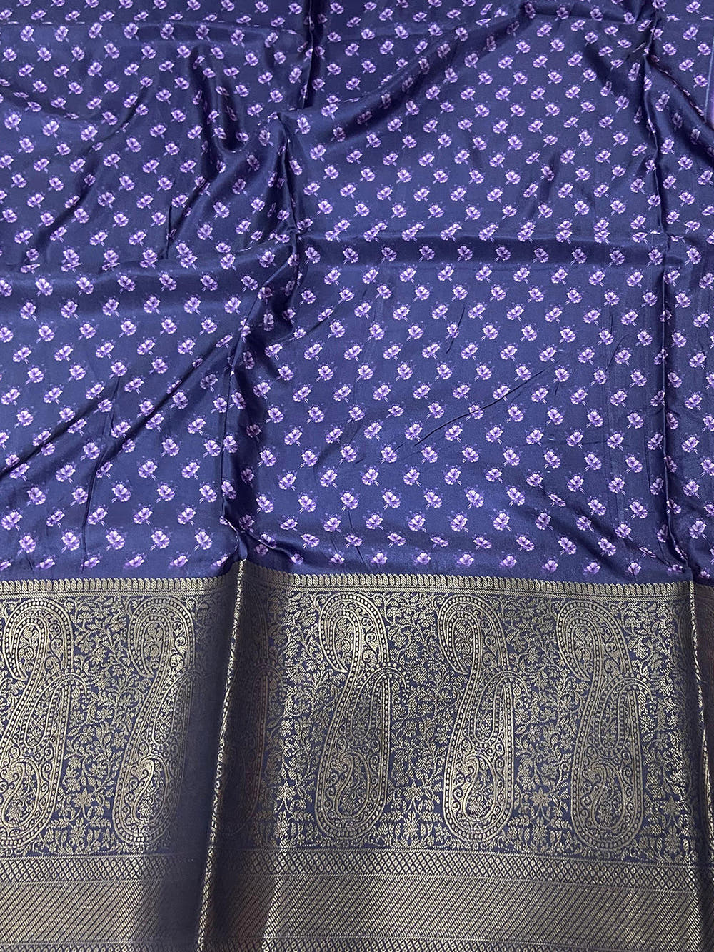 Lavender Satin Silk Floral Print Saree