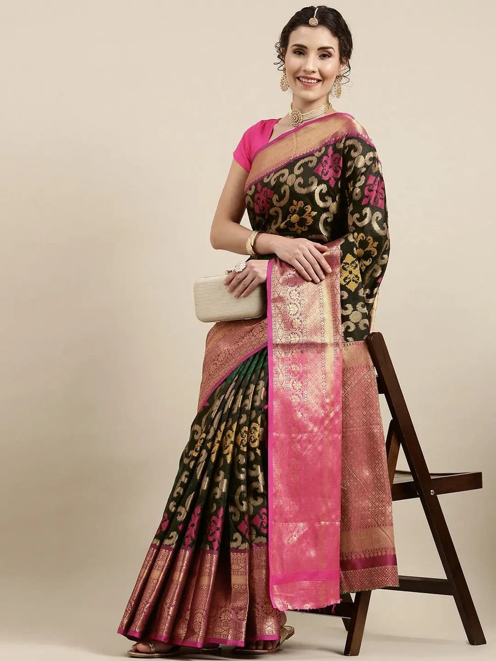 Exclusive Black Colour Dharmavaram Soft Silk Festive Wear Saree