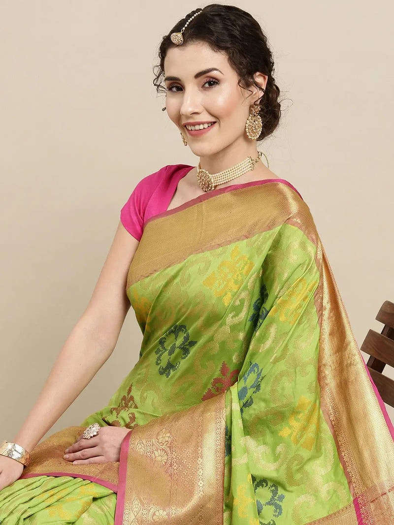 Exclusive Pista Colour Dharmavaram Soft Silk Festive Wear Saree