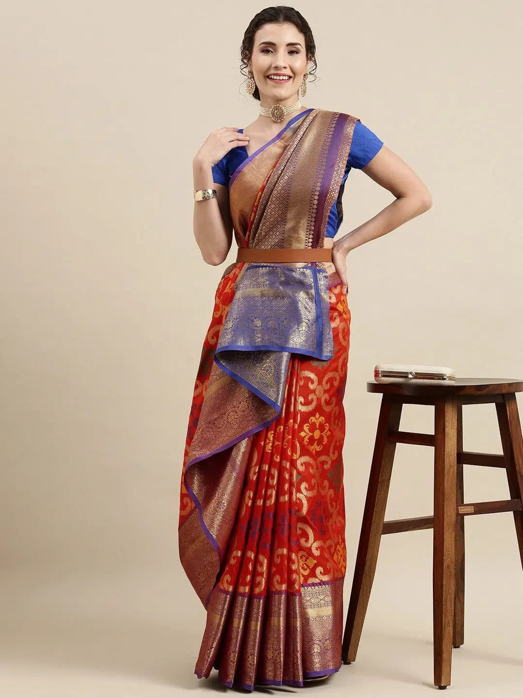 Exclusive Red Colour Dharmavaram Soft Silk Festive Wear Saree