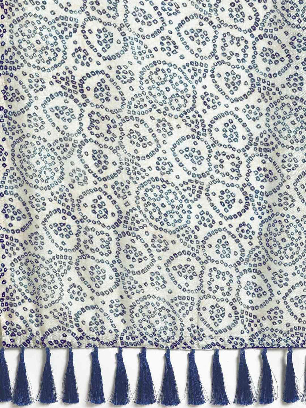 Stylish Linen Printed Bandhani Saree with Resham Tassel