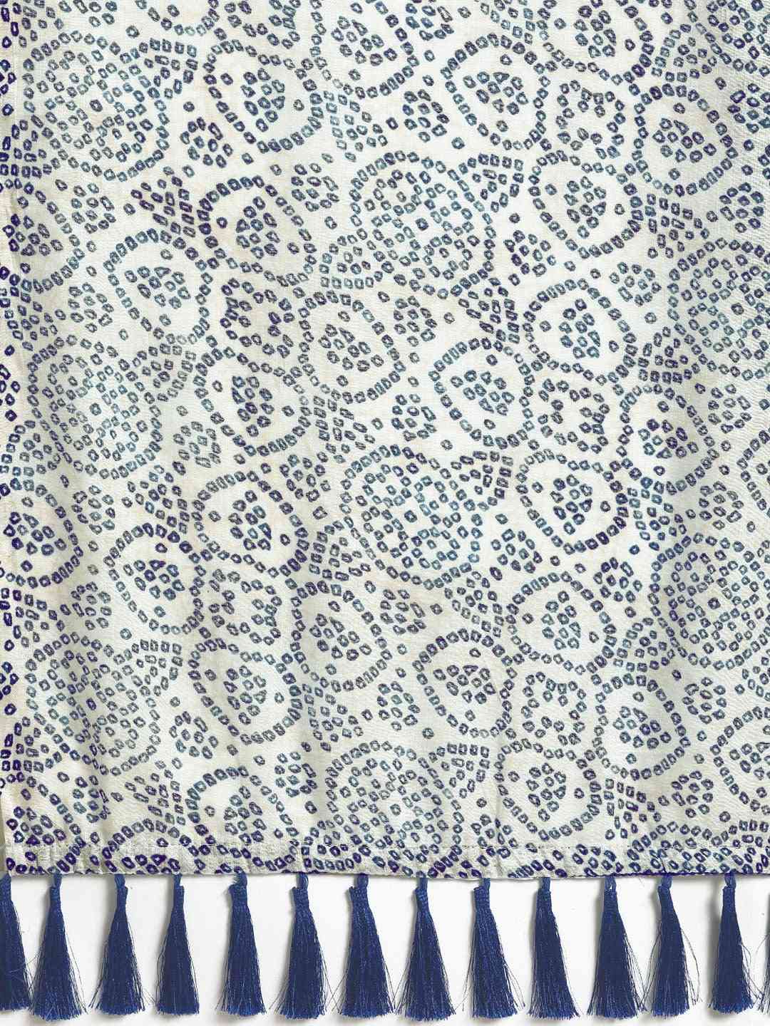 Stylish Linen Printed Bandhani Saree with Resham Tassel