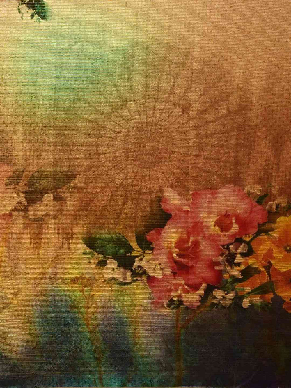Soft Silk Zari Tissue Weaving Flower Print Design Saree