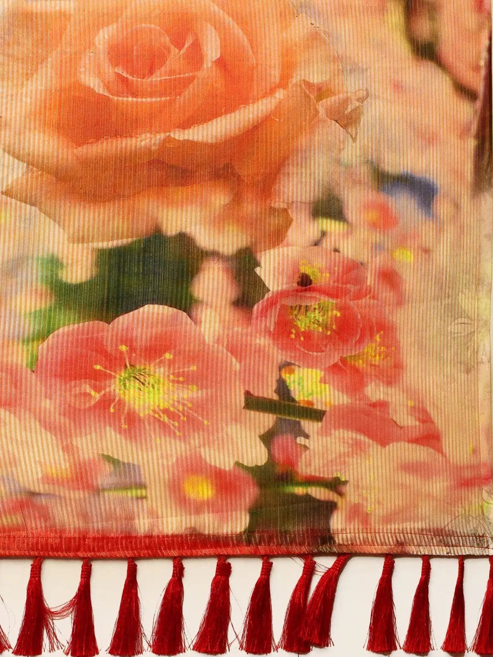 Soft Silk Zari Tissue Weaving Flower Print Design Saree
