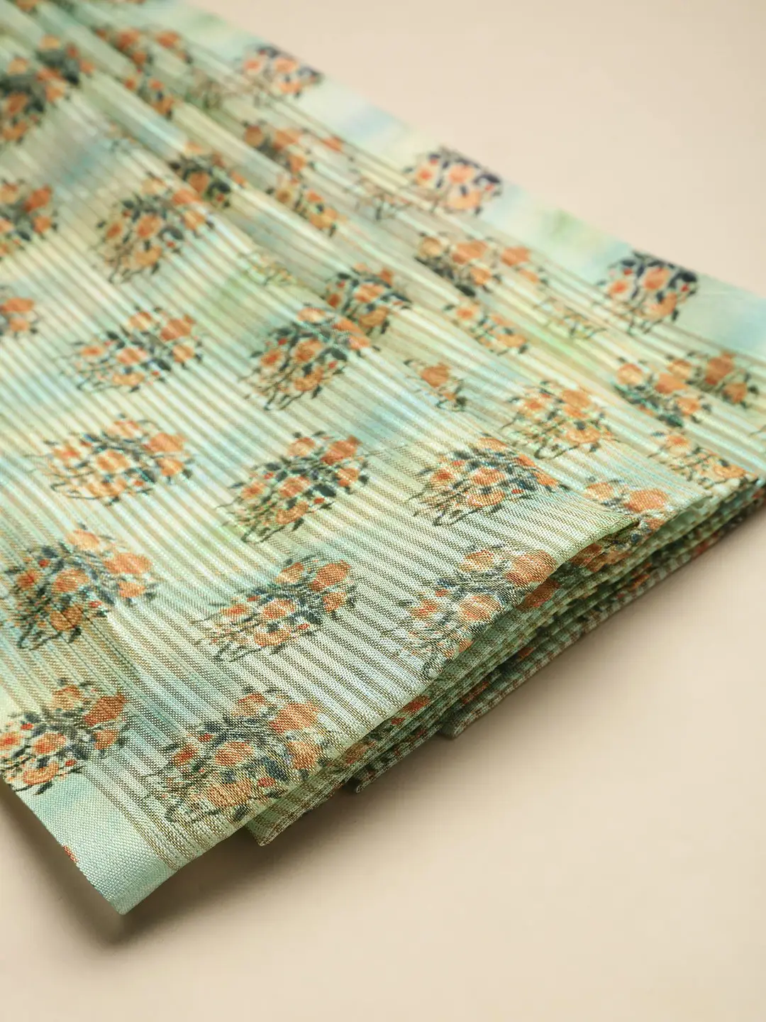 Soft Silk Zari Tissue Weaving Flower Print Design Saree