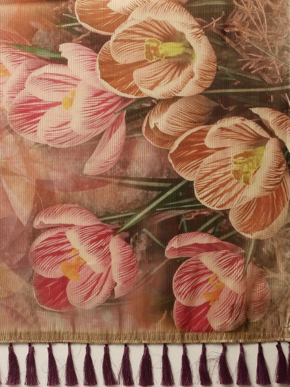 Soft Silk Zari Tissue Weaving Flower Print Design Saree