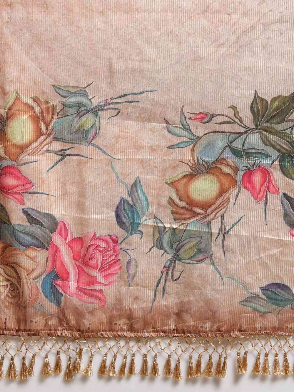 Maheshwari Floral  Printed Saree With Zari Border