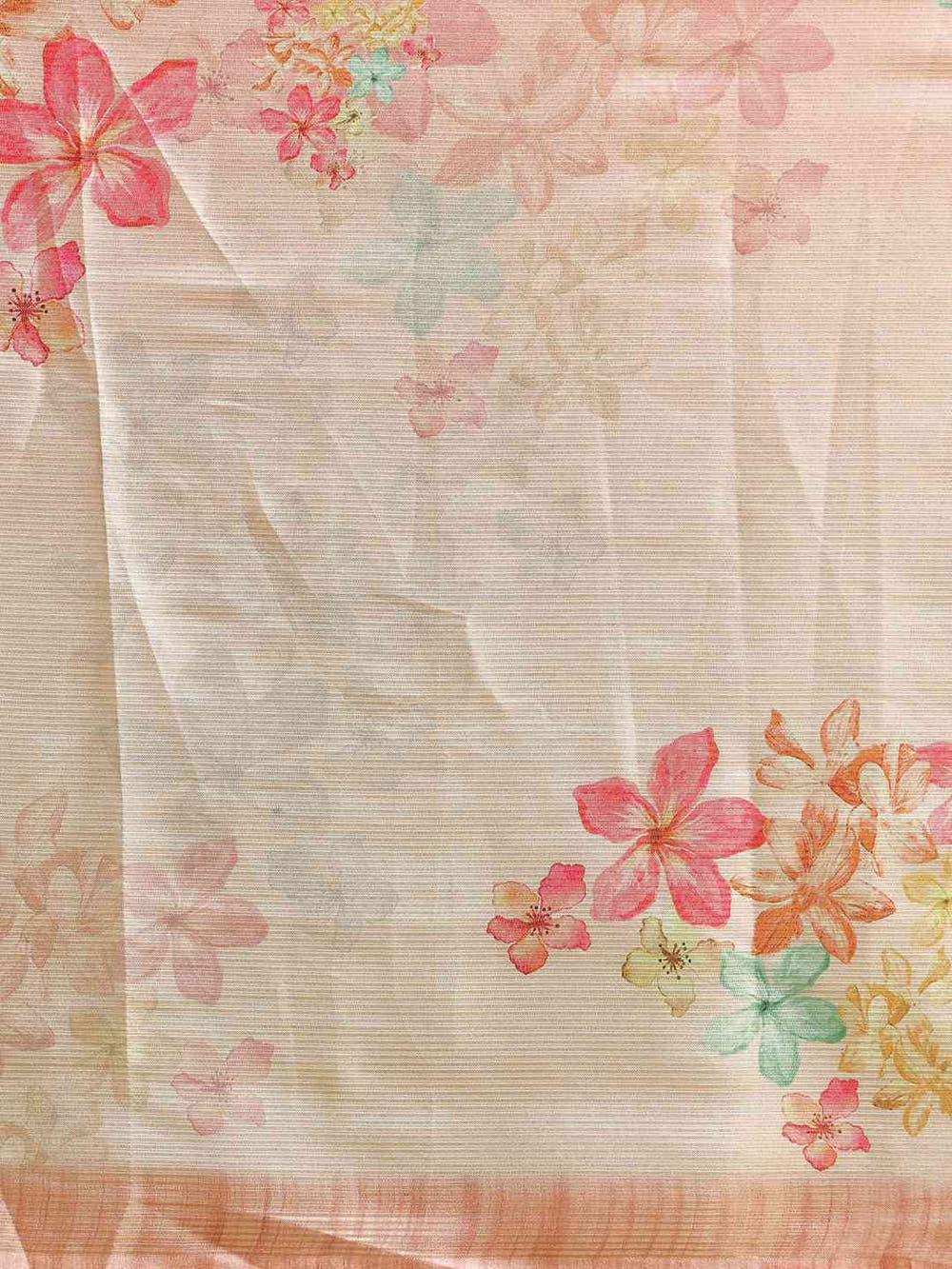 Maheshwari Floral  Printed Saree With Zari Border