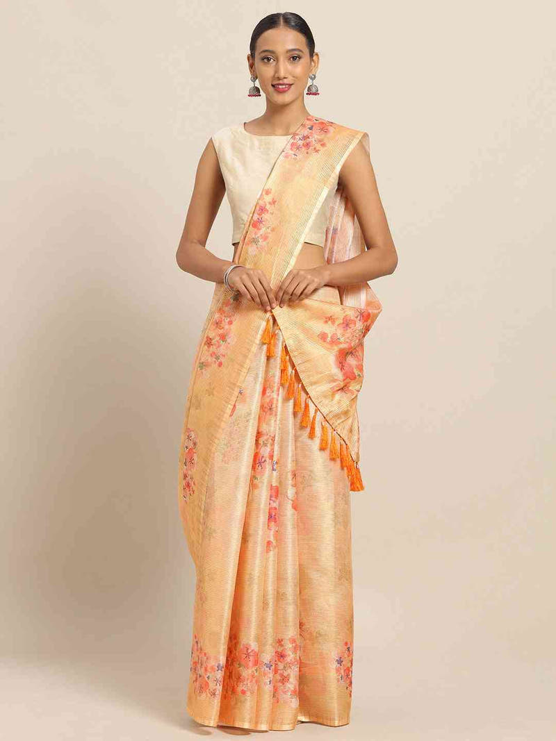 Maheshwari Floral  Printed Silk Saree