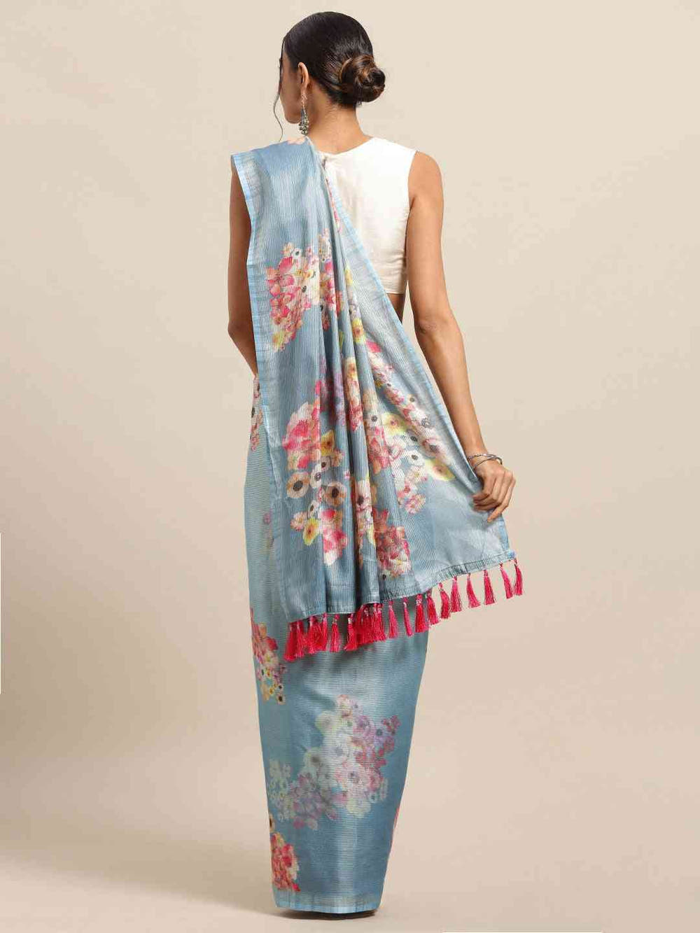 Maheshwari Floral  Printed Saree With Woven Design