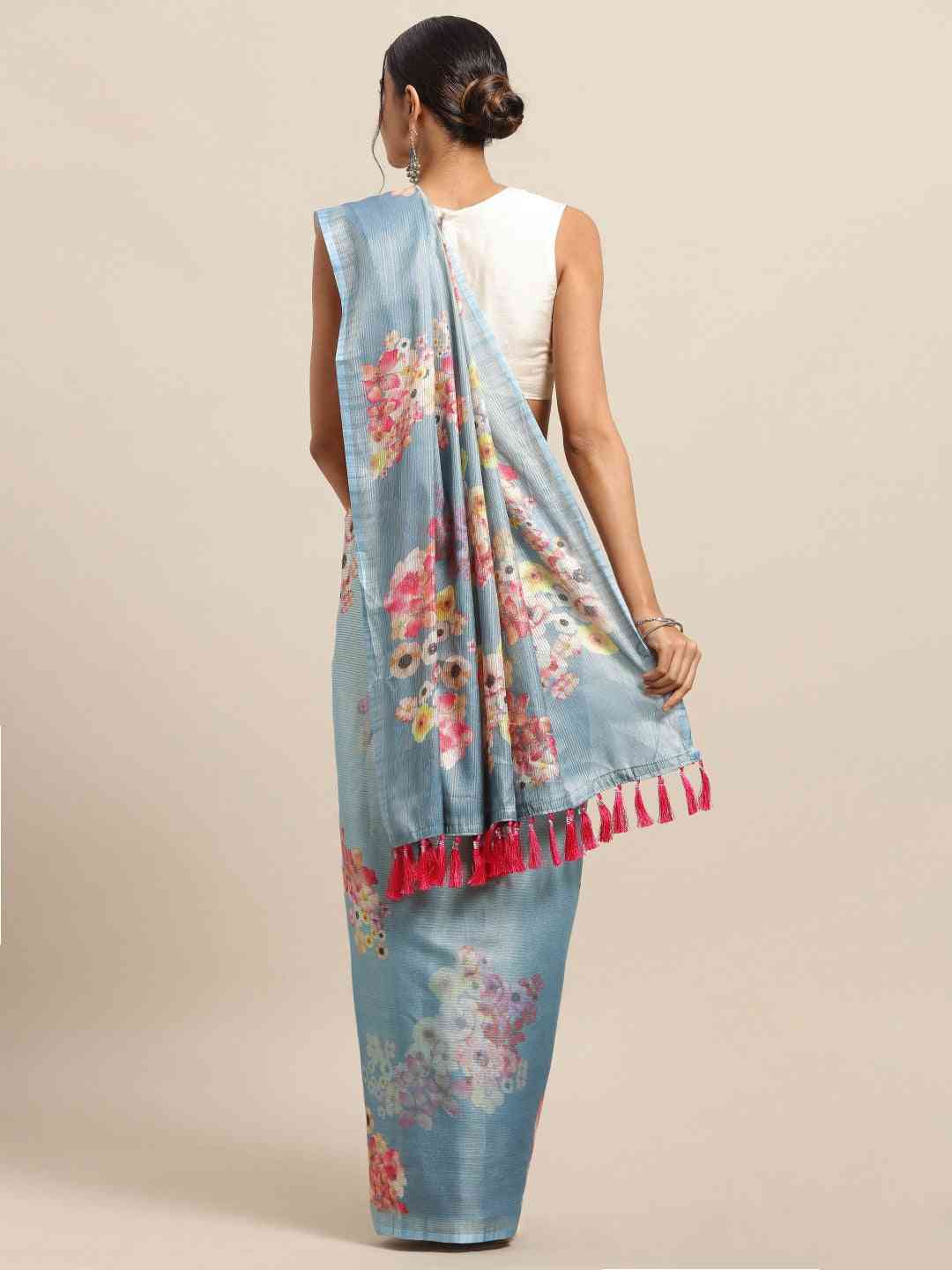Maheshwari Floral  Printed Saree With Woven Design