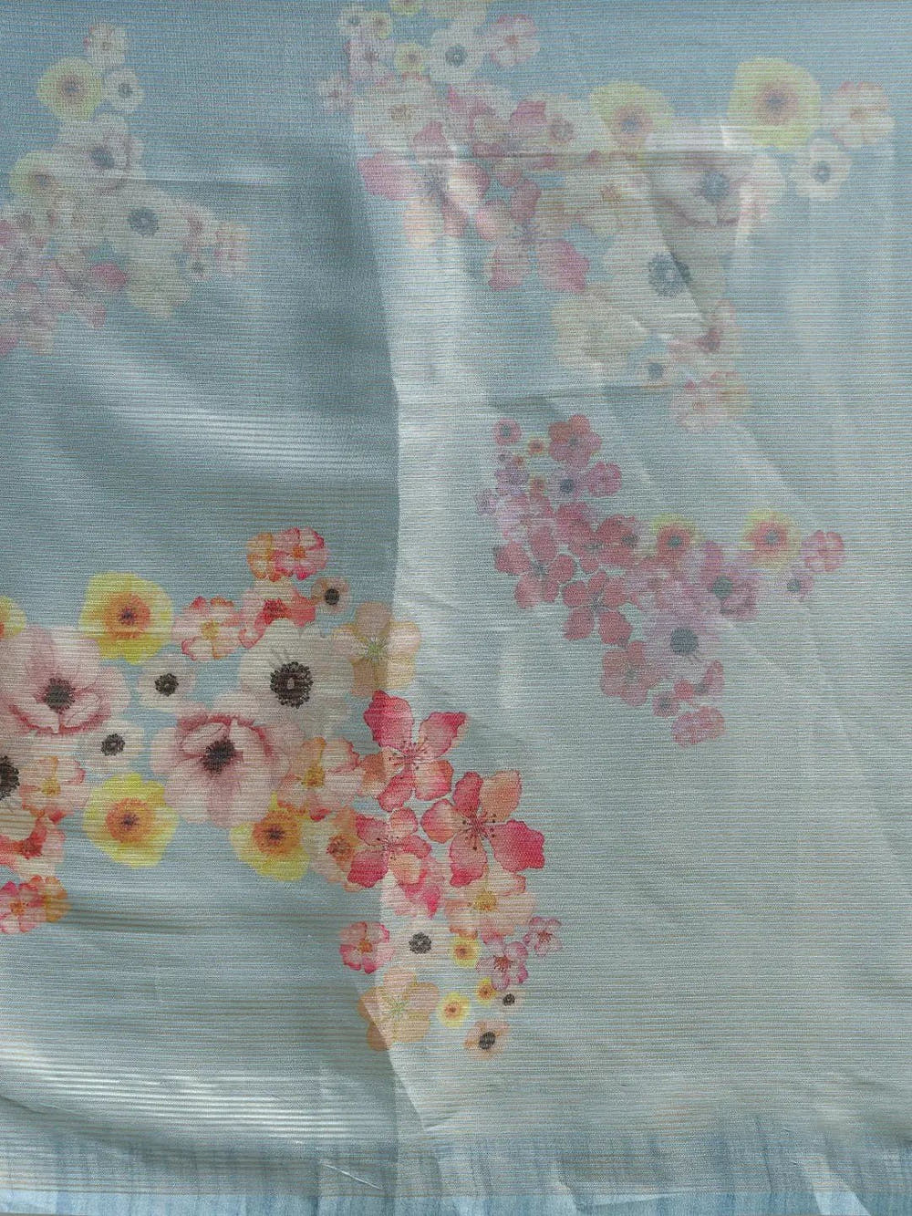 Maheshwari Floral  Printed Saree With Woven Design