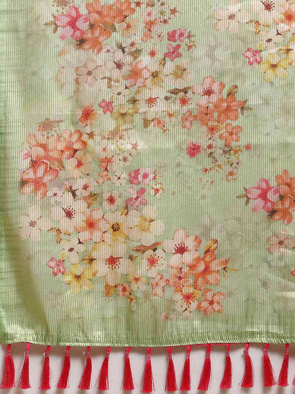 Maheshwari Floral  Printed Silk Saree With Zari