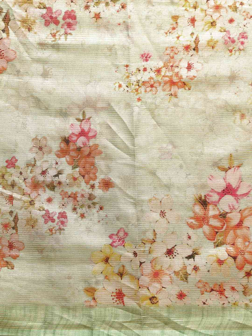 Maheshwari Floral  Printed Silk Saree With Zari