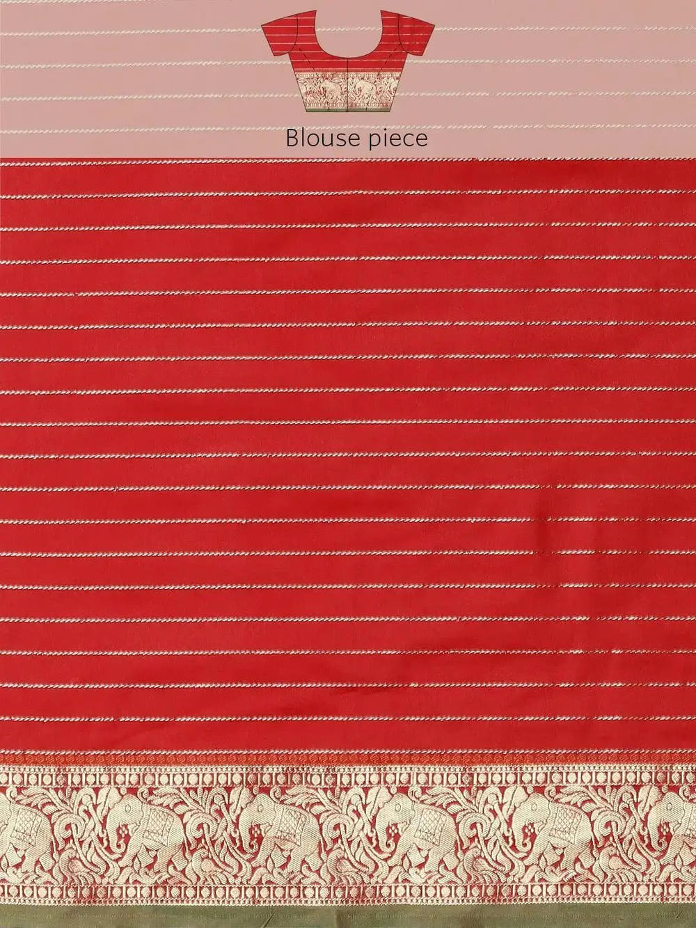 Banarasi Silk Saree with Intricate Checked Pattern and Woven Border