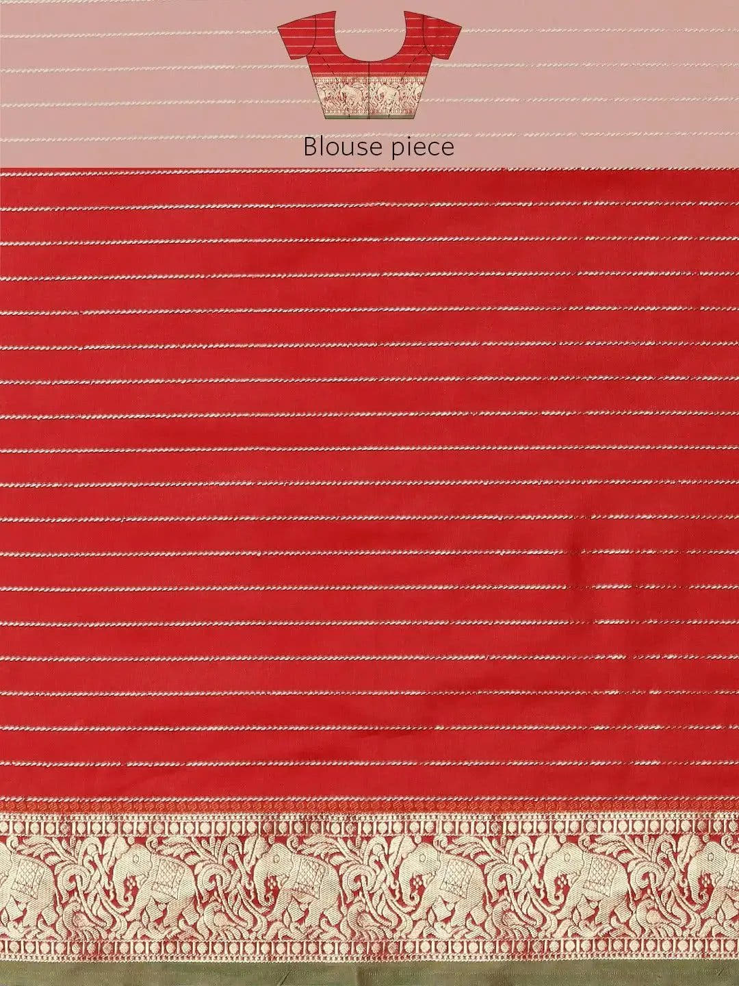 Banarasi Silk Saree with Intricate Checked Pattern and Woven Border