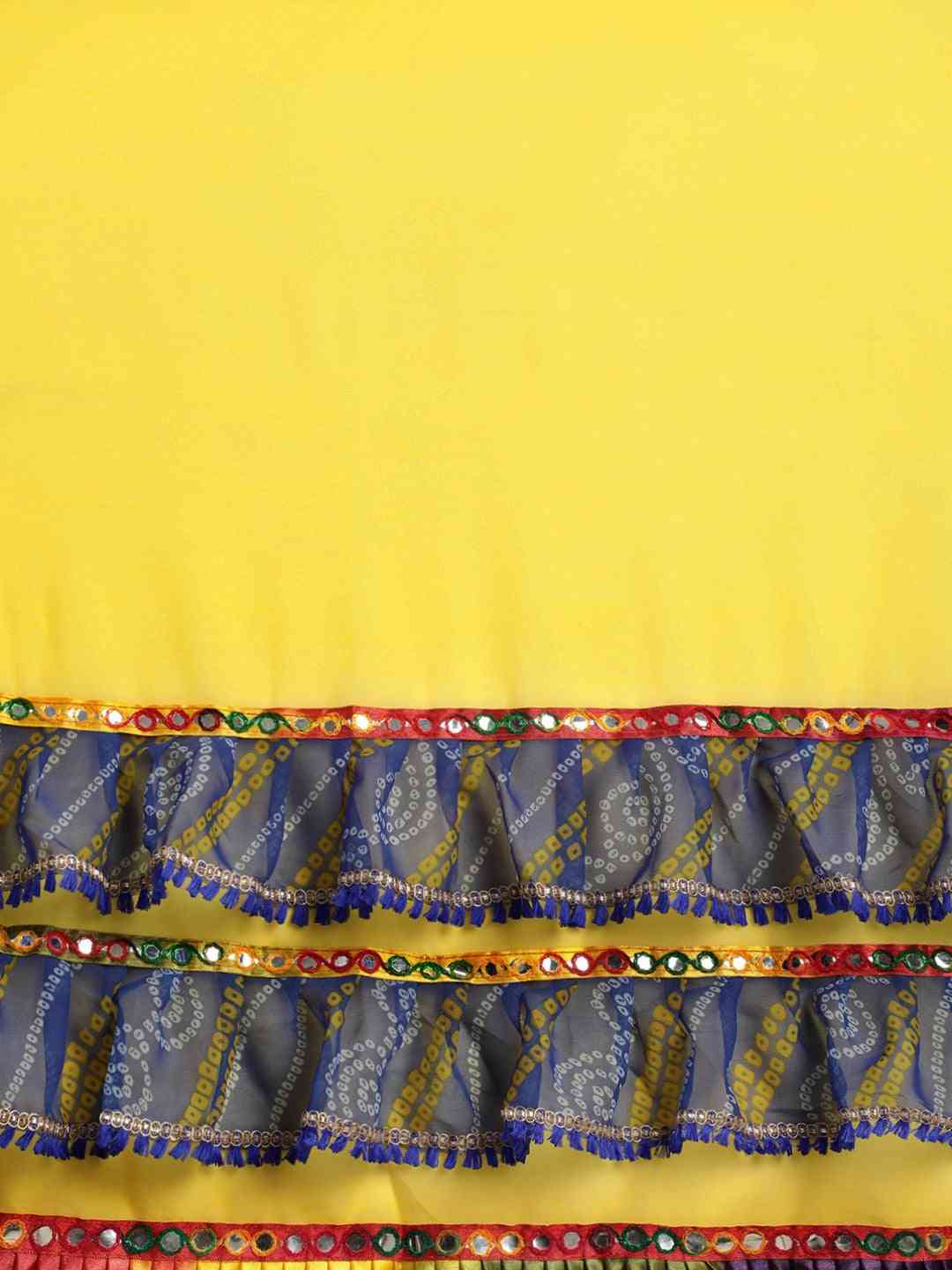 Pure Georgette Saree With Mirror Work & Bandhani Print