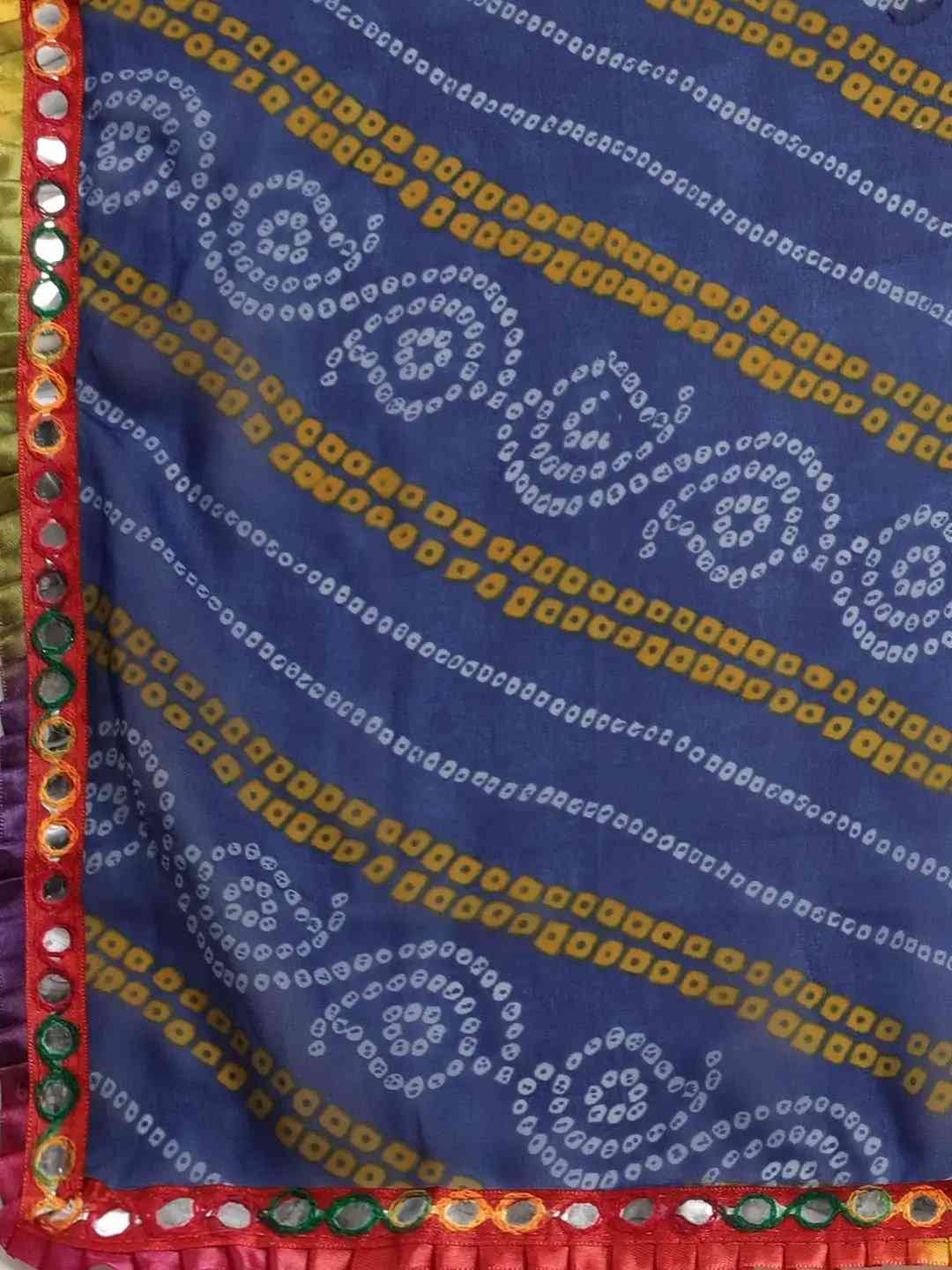 Pure Georgette Saree With Mirror Work & Bandhani Print
