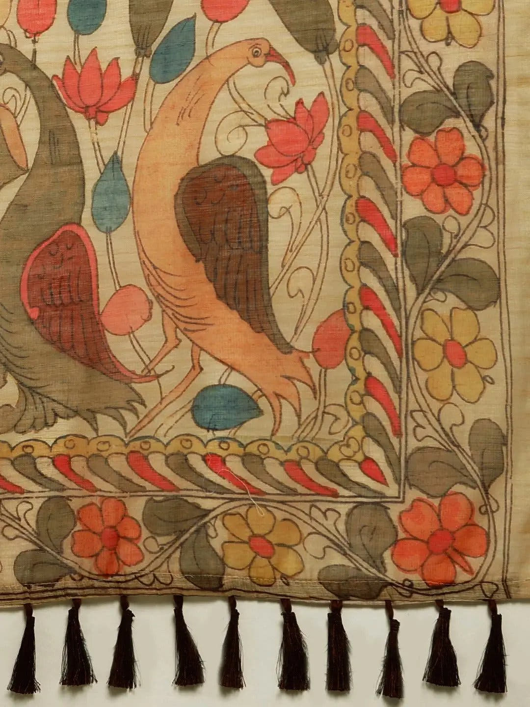 Beautiful Digital Print Kalamakri Design Soft Linen Saree