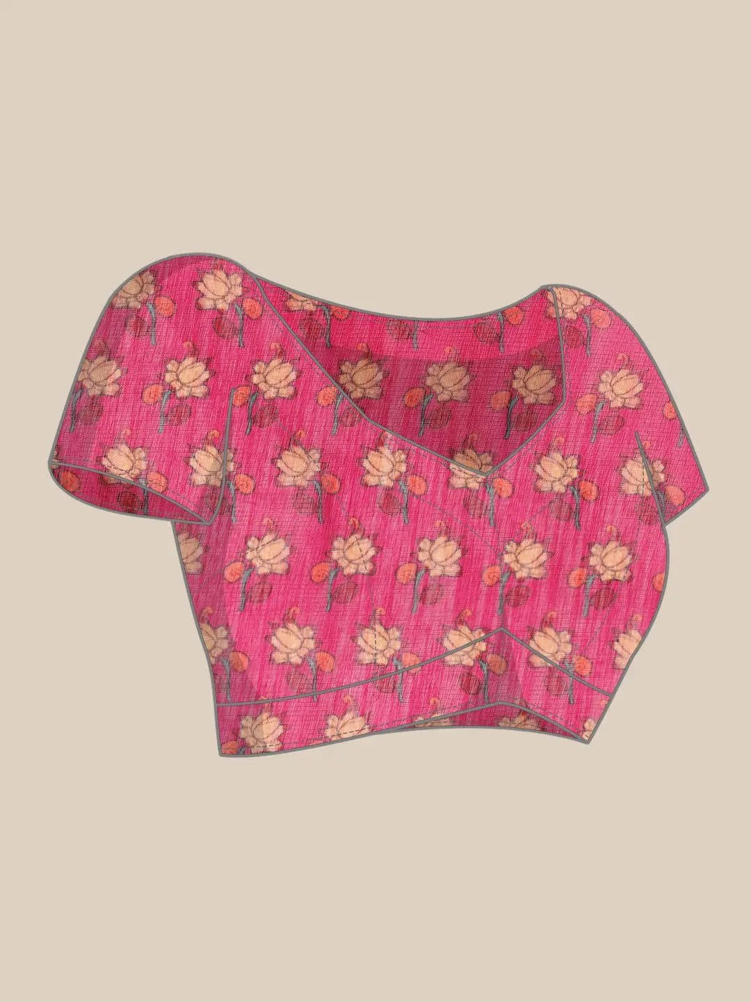 Beautiful Digital Print Kalamakri Design Soft Linen Saree